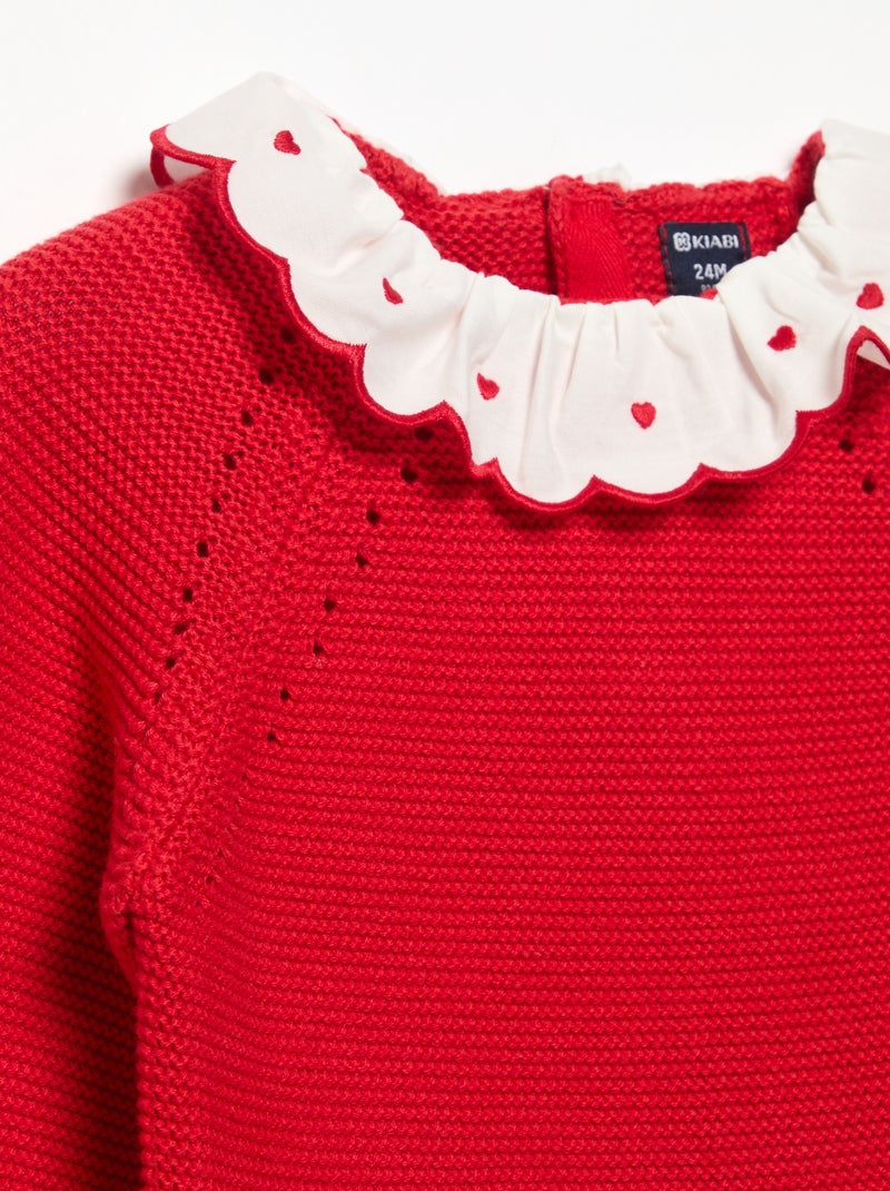 Maglione a maniche lunghe e collo fantasia Rosso - Kiabi