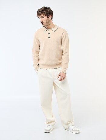 Maglione a nido d'ape con collo polo