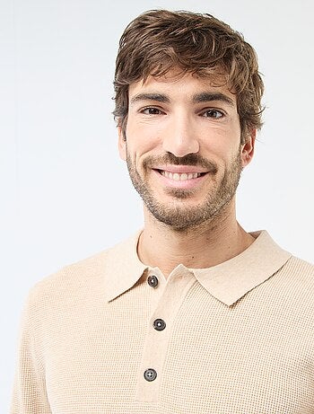 Maglione a nido d'ape con collo polo