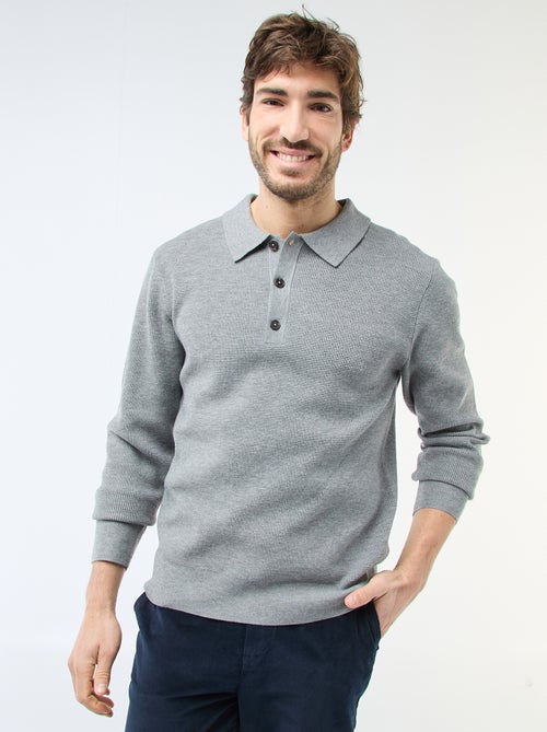 Maglione a nido d'ape con collo polo - Kiabi