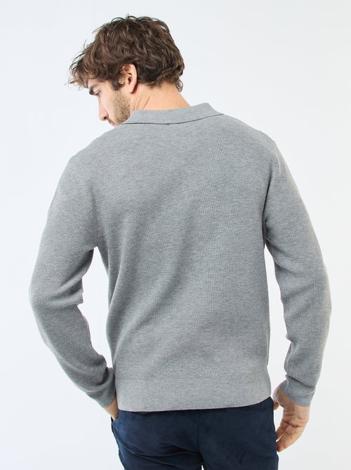 Maglione a nido d'ape con collo polo - Kiabi