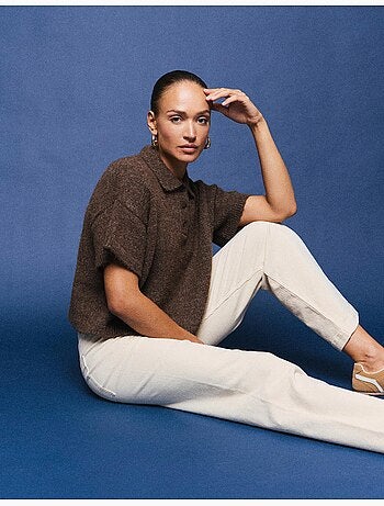 Maglione a polo con collo, mo fashion
