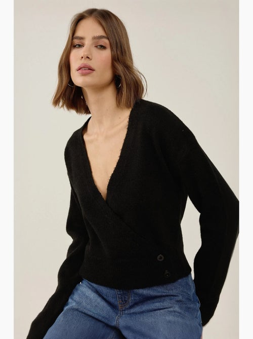 Maglione a portafoglio con scollo a v e bottoni hiccup - Kiabi Maglione a portafoglio con scollo a v e bottoni hiccup - Kiabi