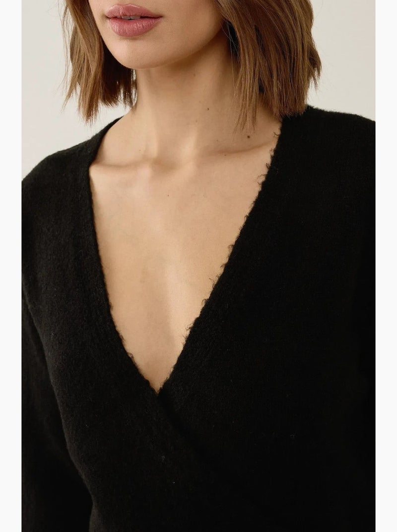 Maglione a portafoglio con scollo a v e bottoni hiccup Nero - Kiabi