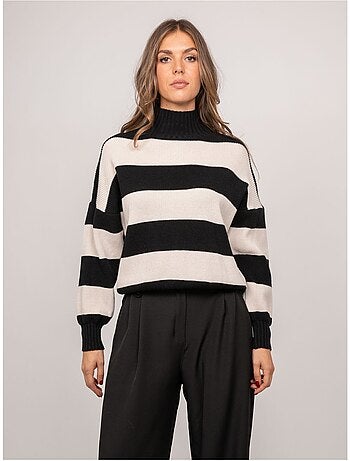 Maglione a righe a collo alto kanelle