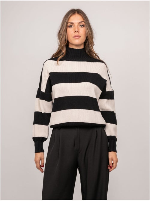 Maglione a righe a collo alto kanelle - Kiabi
