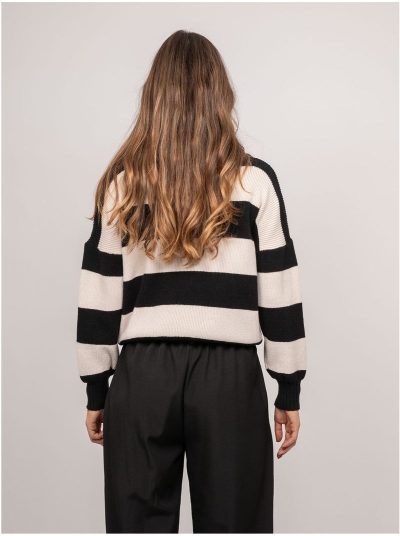 Maglione a righe a collo alto kanelle Nero - Kiabi