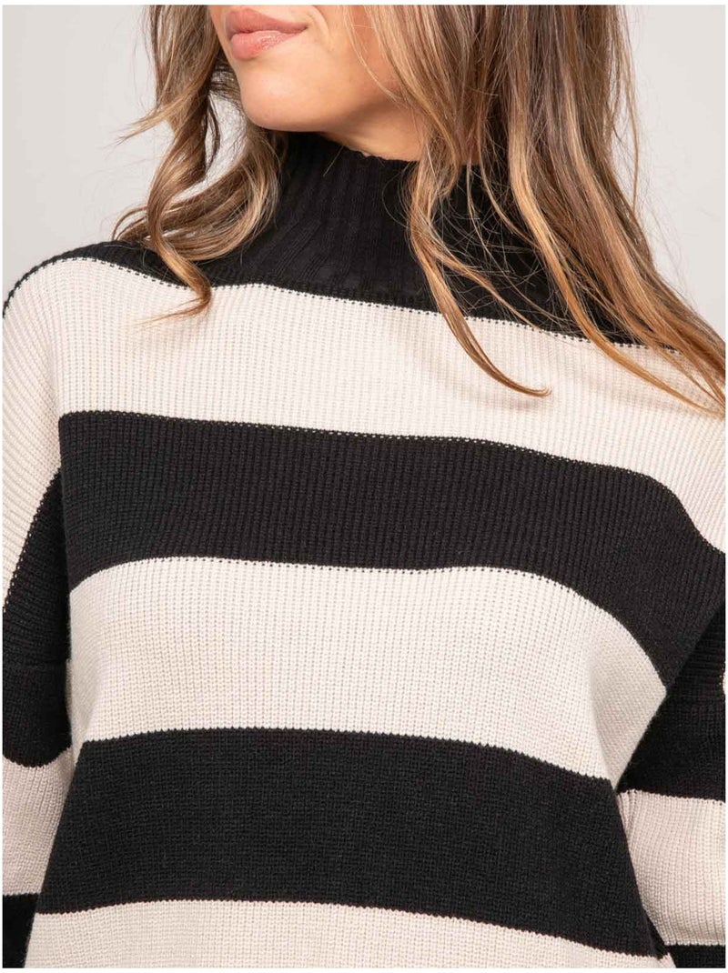 Maglione a righe a collo alto kanelle Nero - Kiabi