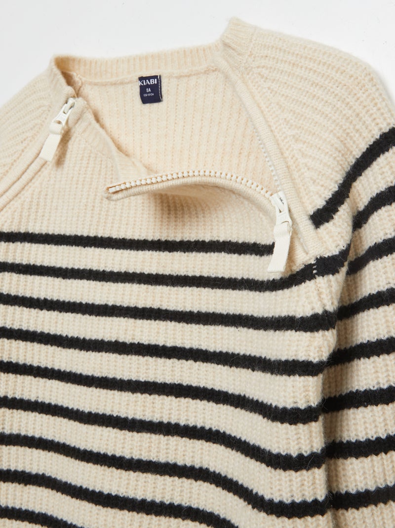 Maglione a righe a girocollo - collezione facile da indossare BIANCO - Kiabi