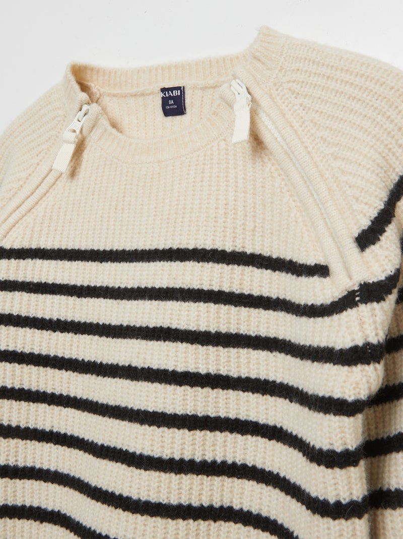 Maglione a righe a girocollo - collezione facile da indossare BIANCO - Kiabi