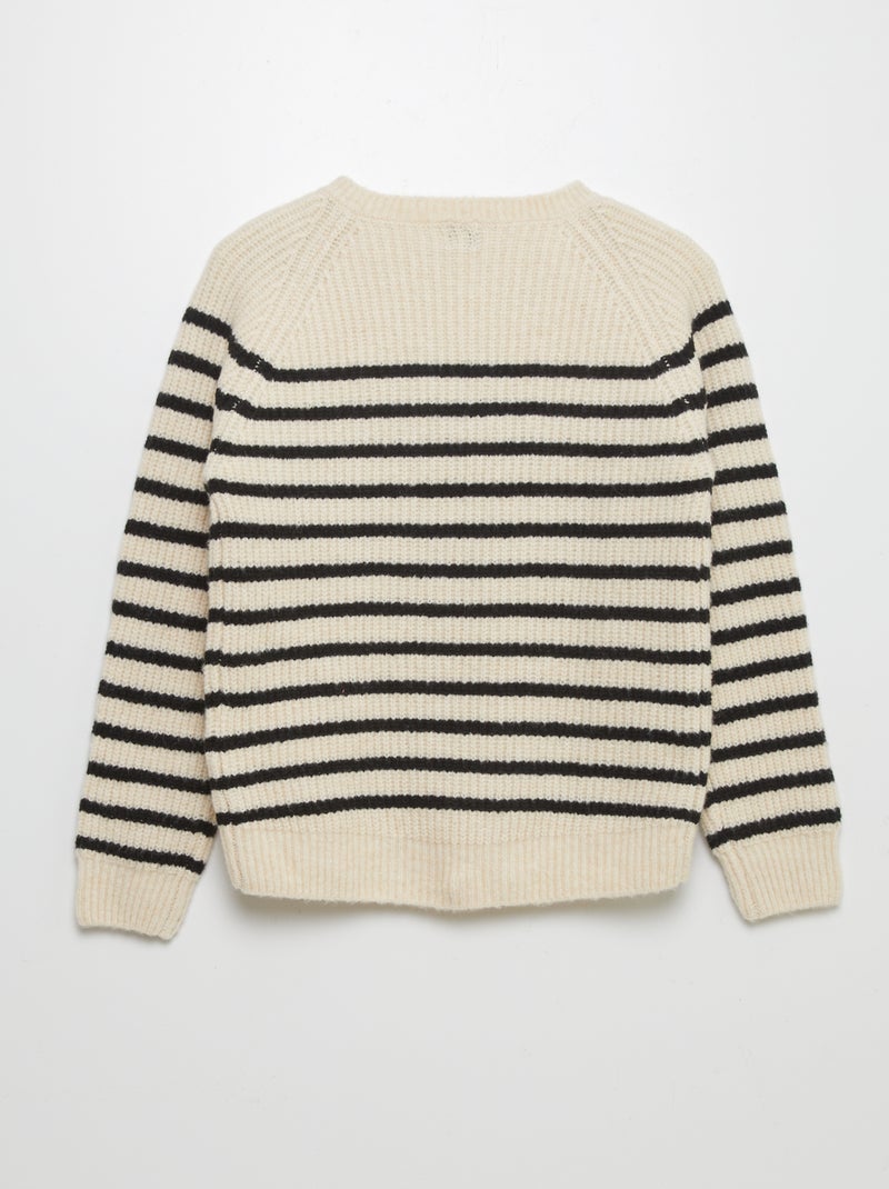 Maglione a righe a girocollo - collezione facile da indossare BIANCO - Kiabi