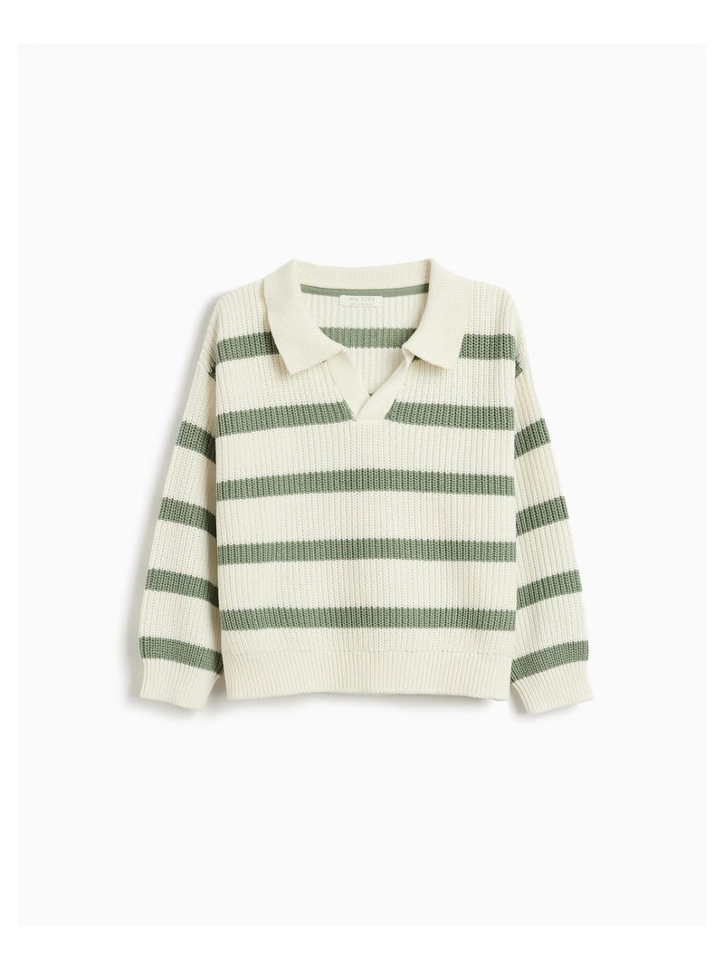 Maglione a righe a maglia, MO Fashion Bianco Verde - Kiabi