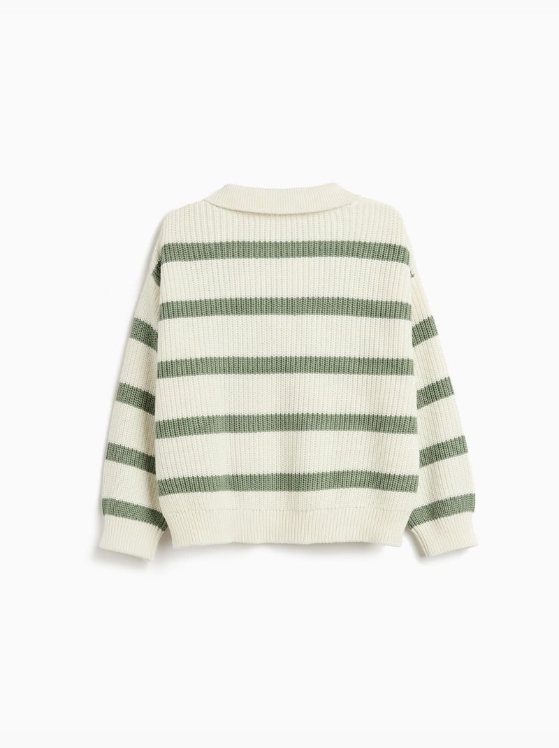 Maglione a righe a maglia, MO Fashion Bianco Verde - Kiabi