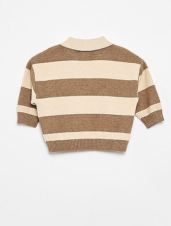 Maglione a righe a maniche lunghe e collo polo