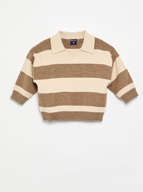 Maglione a righe a maniche lunghe e collo polo - Kiabi