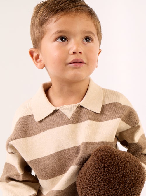 Maglione a righe a maniche lunghe e collo polo - Kiabi Maglione a righe a maniche lunghe e collo polo - Kiabi