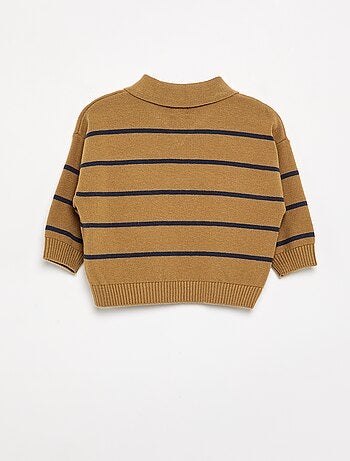 Maglione a righe a maniche lunghe e collo polo