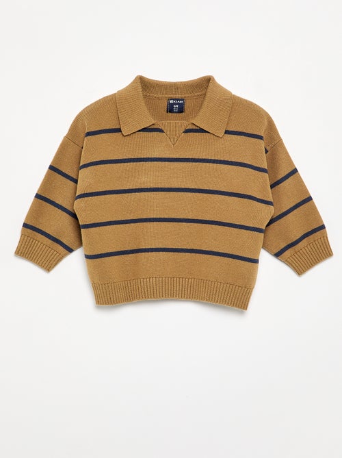Maglione a righe a maniche lunghe e collo polo - Kiabi Maglione a righe a maniche lunghe e collo polo - Kiabi