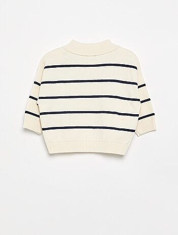 Maglione a righe a maniche lunghe e collo polo