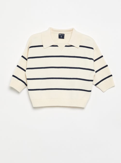 Maglione a righe a maniche lunghe e collo polo - Kiabi Maglione a righe a maniche lunghe e collo polo - Kiabi