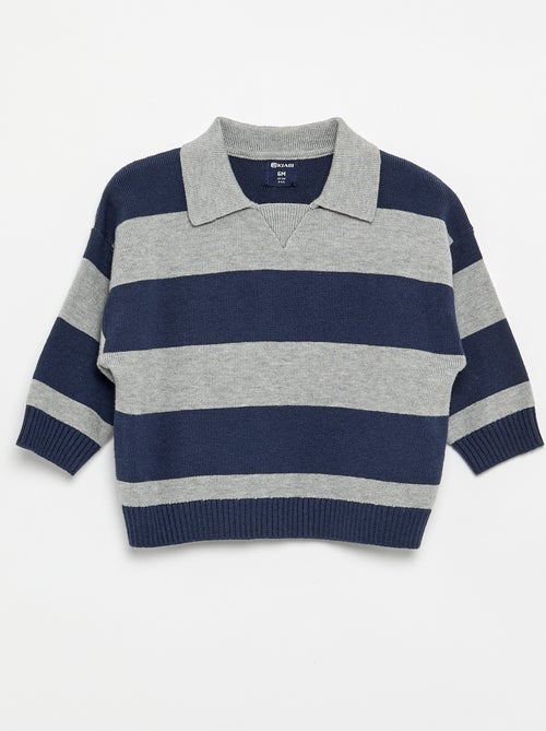 Maglione a righe a maniche lunghe e collo polo - Kiabi Maglione a righe a maniche lunghe e collo polo - Kiabi