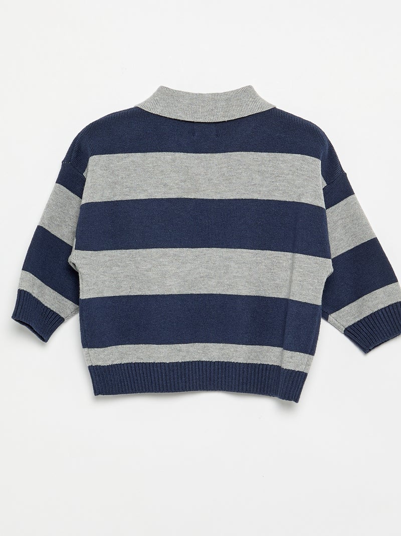 Maglione a righe a maniche lunghe e collo polo Blu - Kiabi