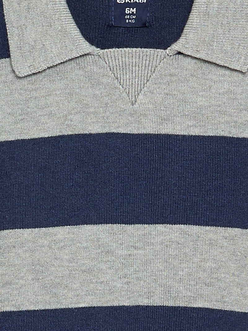Maglione a righe a maniche lunghe e collo polo Blu - Kiabi