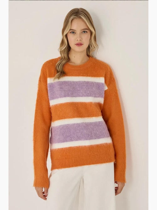 Maglione a righe colorate dalla vestibilità relaxed hiccup - Kiabi Maglione a righe colorate dalla vestibilità relaxed hiccup - Kiabi