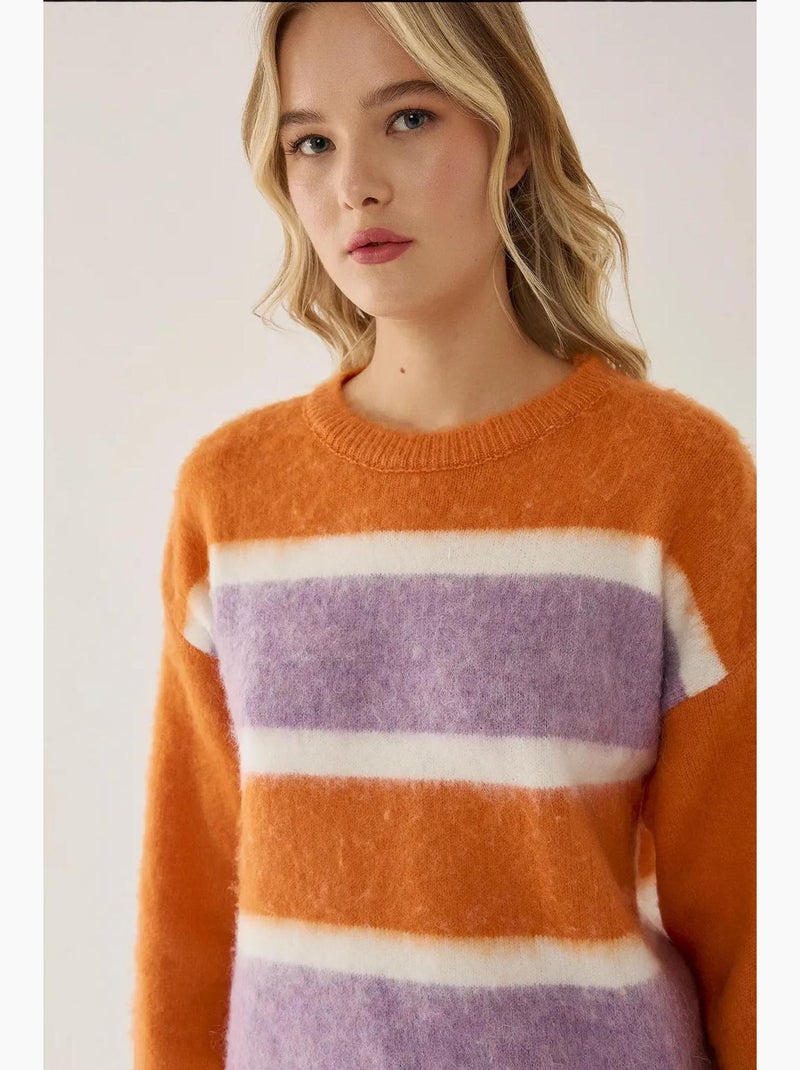 Maglione a righe colorate dalla vestibilità relaxed hiccup Arancione - Kiabi