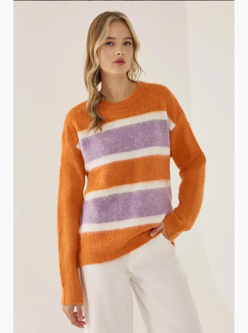 Maglione a righe colorate dalla vestibilità relaxed hiccup - Kiabi Maglione a righe colorate dalla vestibilità relaxed hiccup - Kiabi