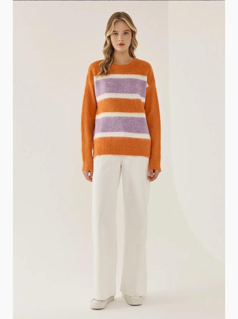 Maglione a righe colorate dalla vestibilità relaxed hiccup Arancione - Kiabi