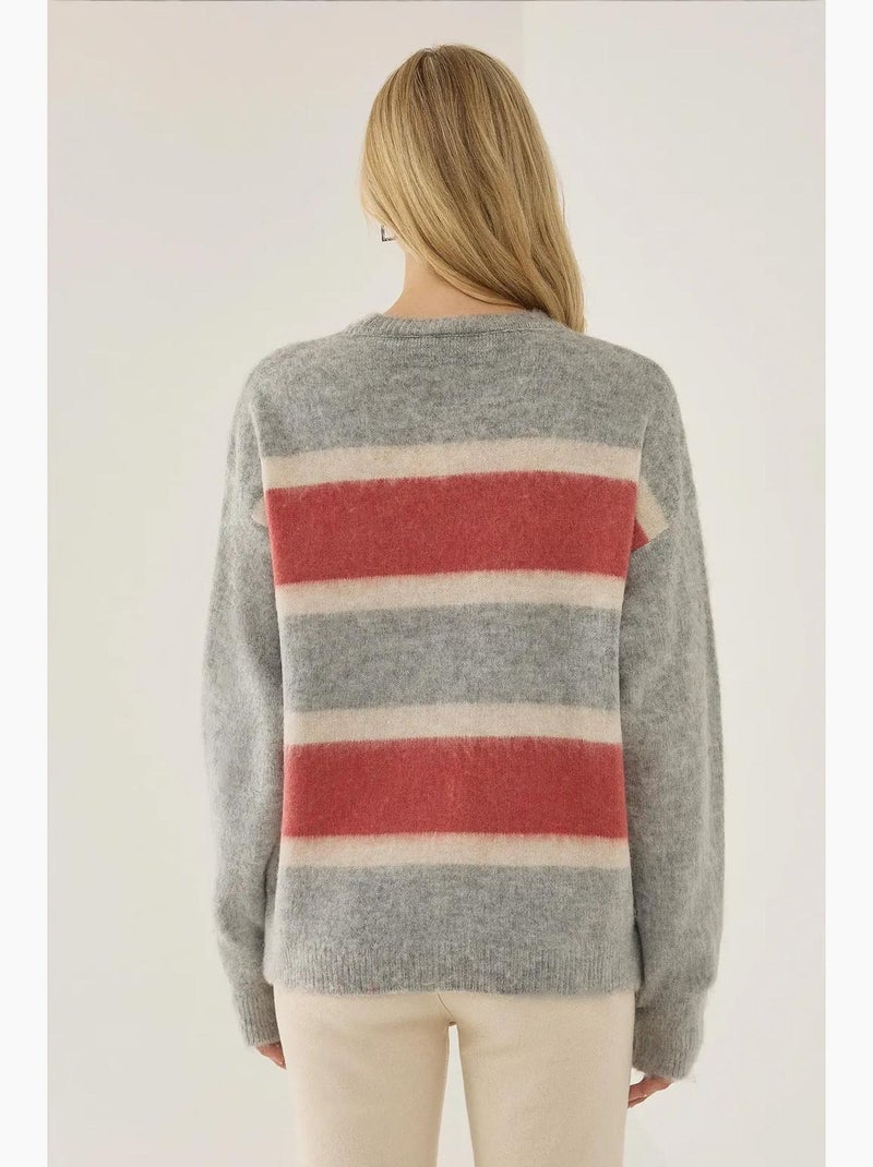 Maglione a righe colorate dalla vestibilità relaxed hiccup Grigio - Kiabi