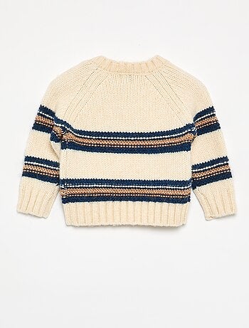 Maglione a righe con abbottonatura sulla spalla