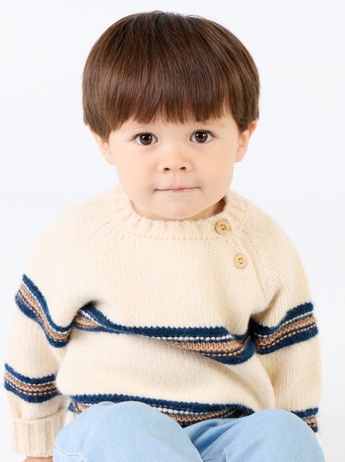 Maglione a righe con abbottonatura sulla spalla - Kiabi