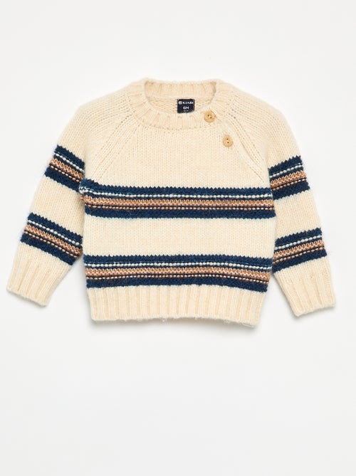 Maglione a righe con abbottonatura sulla spalla - Kiabi
