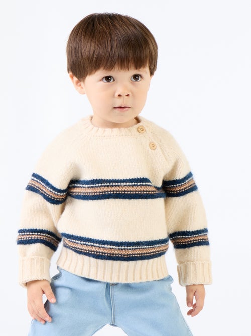 Maglione a righe con abbottonatura sulla spalla - Kiabi