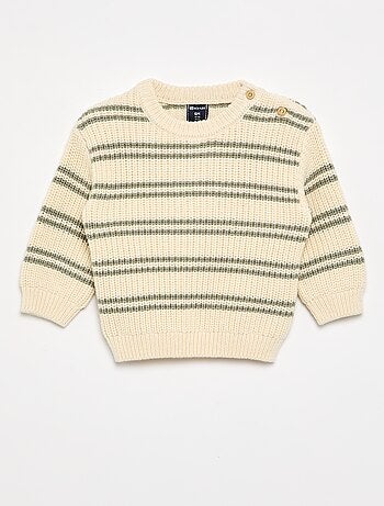 Maglione a righe con abbottonatura sulla spalla