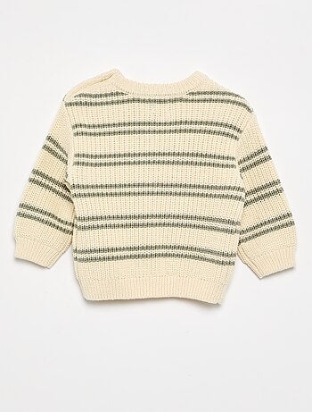Maglione a righe con abbottonatura sulla spalla