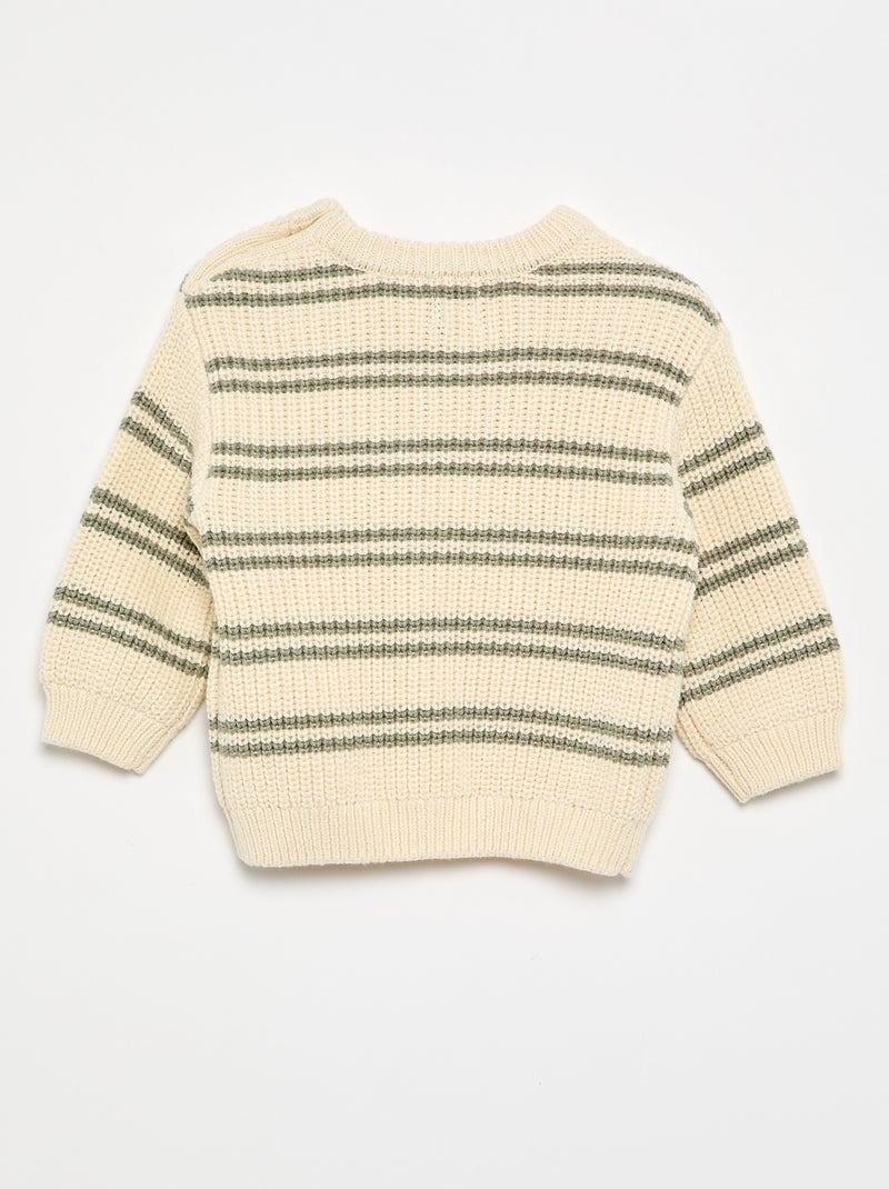 Maglione a righe con abbottonatura sulla spalla Bianco - Kiabi
