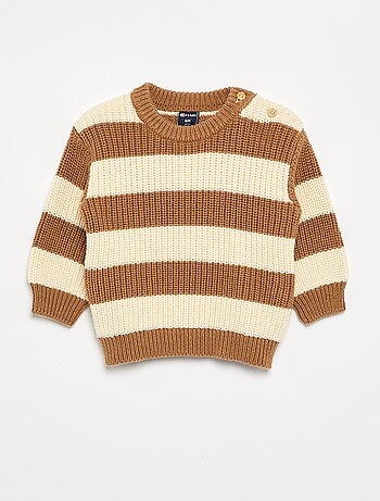 Maglione a righe con abbottonatura sulla spalla
