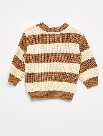 Maglione a righe con abbottonatura sulla spalla