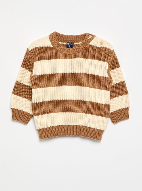 Maglione a righe con abbottonatura sulla spalla - Kiabi