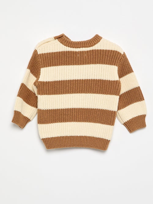 Maglione a righe con abbottonatura sulla spalla - Kiabi