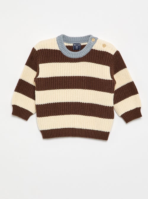 Maglione a righe con abbottonatura sulla spalla - Kiabi