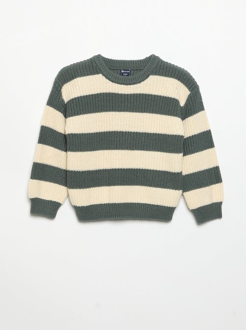Maglione a righe con abbottonatura sulla spalla - Kiabi