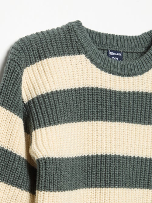 Maglione a righe con abbottonatura sulla spalla - Kiabi