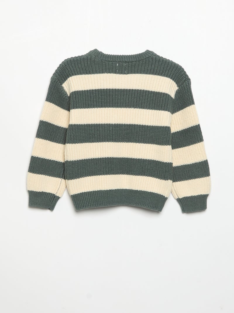 Maglione a righe con abbottonatura sulla spalla Verde - Kiabi