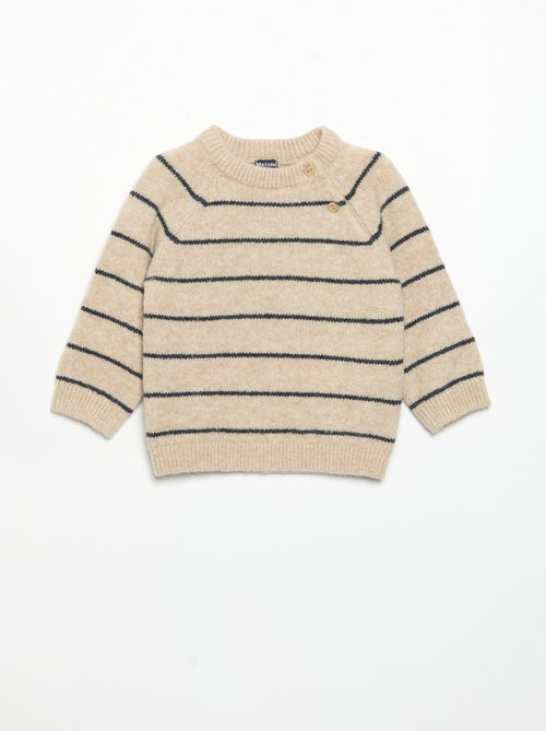 Maglione a righe con apertura abbottonata sul collo - Kiabi