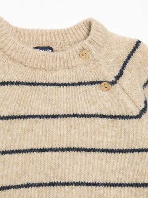 Maglione a righe con apertura abbottonata sul collo - Kiabi