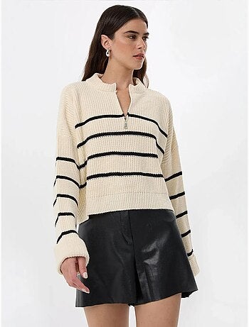 Maglione a righe con cerniera